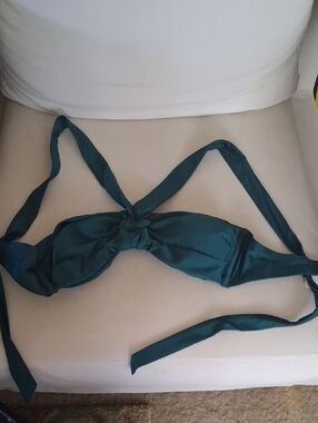 Shade & Shore Forest Green Bikini Top with Knot Detail